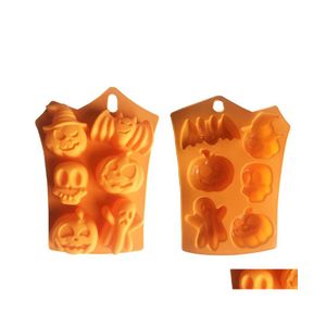 Bakning formar Sile Orange Chocolate Mod Halloween Diy Fondant Candy Skl Pumpkin Bat Cookie Mold VT1741 Drop Delivery Home Garden Kit DHA2K