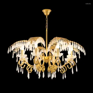 Pendant Lamps Creative LED Crystal Chandeliers Gold Leaves Art Deco Home Lighting For Living Room Kids Bedroom Bar Modern Kitchen Hanging