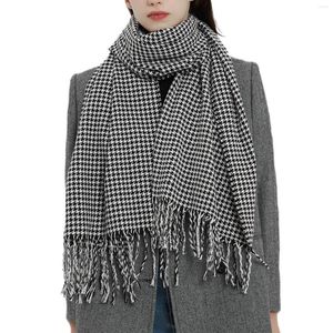 Scarves Women Fall And Winter Scarf Classic Tassel Plaid Warm Soft Chunky Large Blanket Silk Wrap For