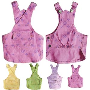 Classico modello di lettera Abbigliamento per cani Designer Animali domestici Vestiti Denim Cucciolo Pet Gilet Abito da principessa Gonna per cani di piccola taglia Gatti Pink2520