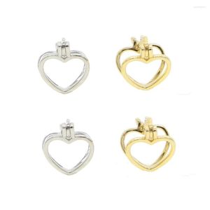 Stud Earrings 925 Sterling Silver Gold Color Hollow Heart Pearl Double Sided For Women Sweet Girl Trendy Party Jewelry Wholesale