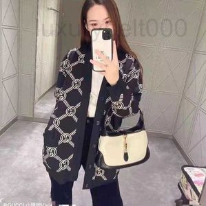 Women's Sweaters designer Women Luxury Brand V Neck Knitted Cardigans Pink Houndstooth Knit Long Sleeve Oversized Jumper Coats X5VD