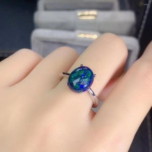 Cluster Rings Elegant Engagement Gift Quality Top Grade Natural And Real Black Opal Ring 925 Sterling Silver