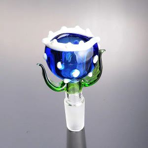 Blaue Kannibalen-Blumen-Glasschalen, 14 mm, 18 mm männlich, für Tabakschüssel, Wasserbongs, Dab-Ölplattformen, Rauchpfeifen