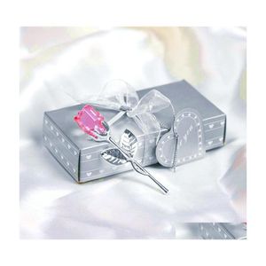 Dekorativa blommor kransar romantiska bröllop valentiner dag gåvor mticolor crystal rose gynnar colorf box party kreativ souvenir o dh8iv