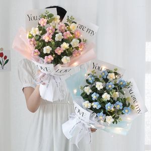 Decorative Flowers Artificial Puff Crochet Flower Bouquet Ins Hand Woven Diy Knitted Valentine's Day Gifts Wedding Party Decoration