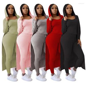 Women's Two Piece Pants Three Set Women 3 Long Cardigans Crop Top March Pieces Sets Fall Clothes For 2023 Wholesale