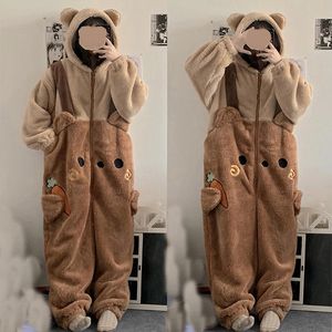 Women's Sleep Lounge Flannel Anime Onesie Adults Animal Pijama Pajamas Set Women Men Cosplay Halloween Cartoon Pyjama Winter Bear Sleepwear 230106