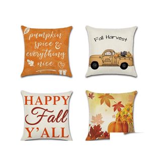 Подушка/декоративная подушка 45x45 см наволочки льняной er er Happy Fall Day Day Day Day Soft Case Cushion Decor Vt0127 Drop Delive Dhnm4