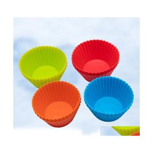 Stampi da forno 3 pollici Sile Fodere per cupcake Stampo per muffin Forma rotonda Cup Cake Mod Sgs Pans Bakeware Strumenti per pasticceria 8 colori Dbc Drop Dhsct