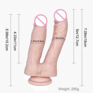 Sex leksak dildos roliga flytande silikon dubbel huvud simulering penis lesbisk manlig bärbar leksak