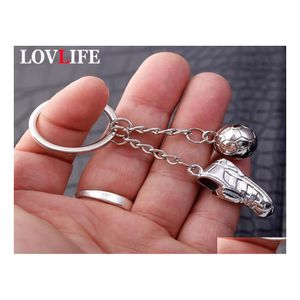 Nyckelringar Lanyards Fotbollskor Keychain Metal Key Chain Car Keyring Fashion Pendant Bag Hanging For Men fans Gifts4611939 Drop Dhnwk