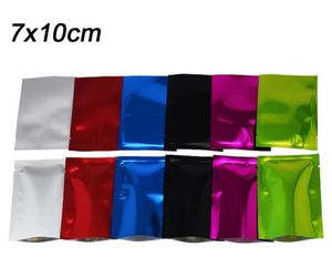 7x10 cm Saco de Mylar pequeno aberto com topo Bolsa de embalagem Tipo plano Sacos coloridos de folha de alumínio para alimentos a granel Saco selável a vácuo