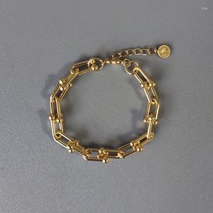 Link Bracelets Modern Gold-color Punk Chain Charm For Women Unique Arm Accessories Party Jewelry Gifts Wild Fashion Bangle 2023