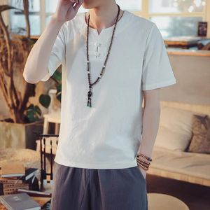 Ethnic Clothing Men Oriental T-Shirt Qipao Tee Tops Traditional Chinese Style Shirts Blouse Zen Tang Suit Kimono Haori Asian