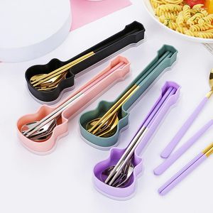 Zestawy naczyń obiadowych 2/3PC Portable Cutlery Set z gitarową pudełkiem ze stali nierdzewnej koreańskie pałeczki łyżki widelca