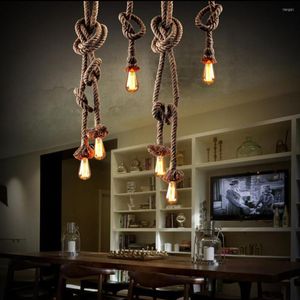 Pendant Lamps Retro Vintage Rope Light American Industrial Hanging Creative Loft Country Style Ceiling E27 110-220V