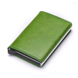 Storage Bags 2023 Anti-theft Swipe Leather Card Holder Universal Anti-degaussing Aluminum Frame PU Wallet 003