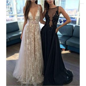 Casual Dresses Sexig V-ringning Lace Party Dress Women Cotton Brodery Long Maxi Strap Backless Summer Robe Femme ETE 2023