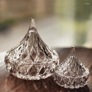 Förvaringsflaskor söta europeiska kreativa diamanter smycken lådor glas Trinketbehållare Crystal Candy Water Drop Candle Jars