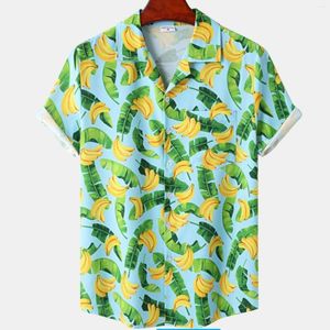 Erkekler Sıradan Gömlek Erkek Hawaii Plajı Gömlek Çiçek Meyvesi Baskı Muz Sevimli Üstler Kısa Kollu Yaz Tatil Tatil Kimya Homme