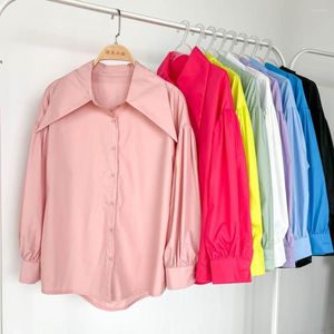 Frauen Blusen Herbst Koreanische Version Der Plissee Holz Ohr Rand Nähte Spitzen Kragen Lange ärmeln Bodenbildung Chic Tops