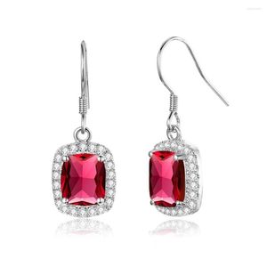 Bengelen oorbellen rood ruby ​​925 sterling zilver voor vrouwen edelsteen gewelry boho long drop earring geboortestone mama cadeaus groothandel