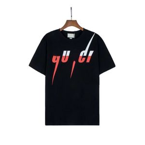 Mens T Shirt G Lightning Letter Tryckt Kort ￤rm Fashionabla bomulls andas tr￶ja Herr och kvinnors h￶gversionskl￤der