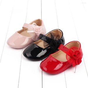 Pierwsze spacerowicze jlong ​​niemowlę bez poślizgu Bowknot Sofe Sole Buty Born Princess Wedding Baby Girls Pu Mary Flats 0-18 miesięcy