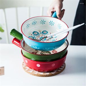 Skålar kinglang keramisk kreativ bakskål med handtag risostfrukost och tallrik