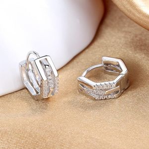Hoop kolczyki S925 Sterling Silver 13 mm mini geometryczny cyrkon dla kobiet Prezenty modowe Biżuteria ślubna