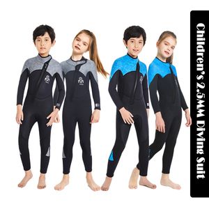 S Barn S 2 5mm Neopren Wetsuit Winter Swimming Warm Diving Surfing Sufing Anti Jellyfish Boys Girls Thermal Swimsuit 230106