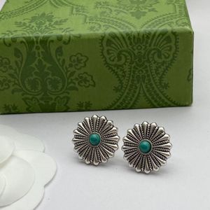 Have stamps Floral Stud Earrings aretes orecchini vintage silver luxury designer Earrings for women party birthday gift jewelry with box