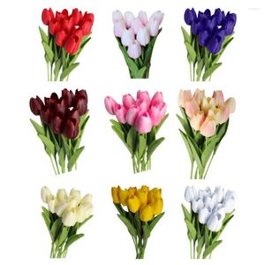 Flores decorativas 10pcs/set artificial tulip home wedding fest tabela bouquet presente pogrago decoração de flores falsas