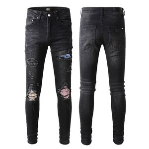 Брюшные брюки мужские разорванные скинни прямой стройная эластичная джинсовая джинсовая джинсы для мужчин для мужчин Женщины Summer Sprin