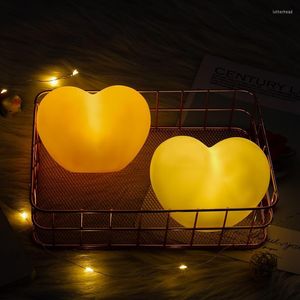 Nattlampor solid färg ledande ljus kreativa hjärtlampor romantiska bröllopsfest alla hjärtans dag presentdekoration lampdekor