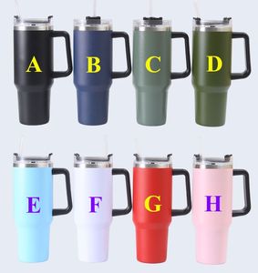 40oz Car Cups Tumbler With Black Handle Insulated Tumblers With Lids Straw Stainless Steel Coffee Mugs Termos Cup Sea Freight A0049