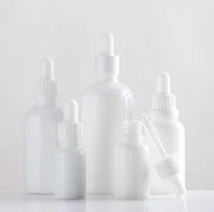 Partihandel Pearl White Glass Droper Bottle Parfym Provrör för eterisk olja Ny reagenspipett Tom påfyllningsbar flaska 5 ml -100 ml