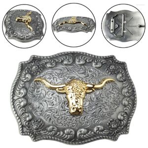 Cinturones Durables Estilo de roca Western Cowboy Casual Classic Cadera de cinturón Hebilla Hebilla Smooth Golden Bull End Bar