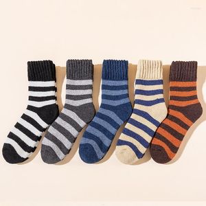 Men's Socks Winter Men's Plush Thickened Striped Terry Warm Japanese Super Thick Wool Men