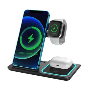 15W 3 in 1 Wireless Charging Charger Station Compatible for iPhone 14 13 12 Apple Watch AirPods Pro Qi Fast Quick Chargers for Cell Smart Mobile Phone DHL