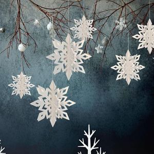 Juldekorationer 3D Artificial Snowflakes Paper Garland Festival Party Supplies For Home Wedding Birthday V1T7