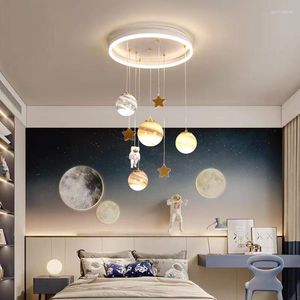 Chandeliers LED Astronaut For Boys Girls Bedroom Decor Modern Creative Children's Room Baby The Space Planet Chandelier