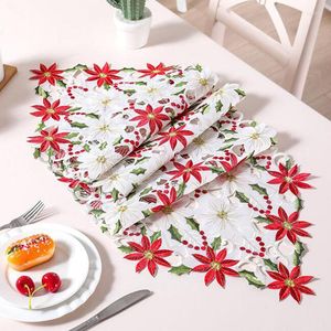 Table Cloth Runner Christmas Embroidered Tablecloth Hollow Multi-purpose Towel 38 176cm