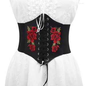 Paski szeroki pasek dla kobiet Vintage Self Tieb bandaż elastyczna podustę Slim Body Shaper Koron-up