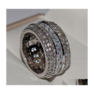 Wedding Rings Choucong Top Sell Drop Ship Luxury Jewelry 925 Sterling Sier Princess Cut White Topaz Cz Diamond Gemstones Promise Wom Dhsoe