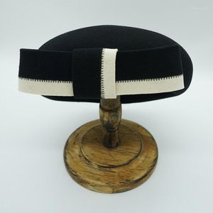 Berets Womens vinter basker hattar bowknot fascinator ull fedoras fransk stil pillbox hatt damer fest bröllop klänning