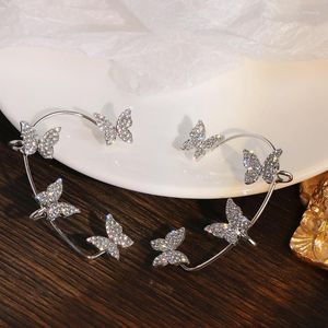 Backs Earrings Trendy Earring Inlaid Crystal Butterfly Ear Cuff Shiny Rhinestone Earcuff Jewelry Accessories Girl Gift Clip 1pc