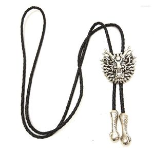 Bow Ties 5 Pcs Wholesale Lots Chinese Style Bolo Tie For Men Black Leather Chain With Silver Metal Buckle Custom