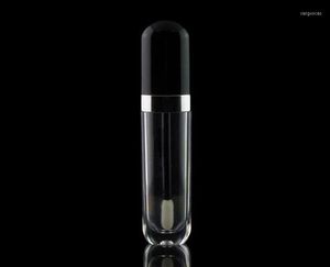Bottiglie di stoccaggio 100 pezzi Tubo per rossetto vuoto Contenitore per lucidalabbra Pennello Tappo nero Piccolo vaso riutilizzabile in plastica Commercio all'ingrosso